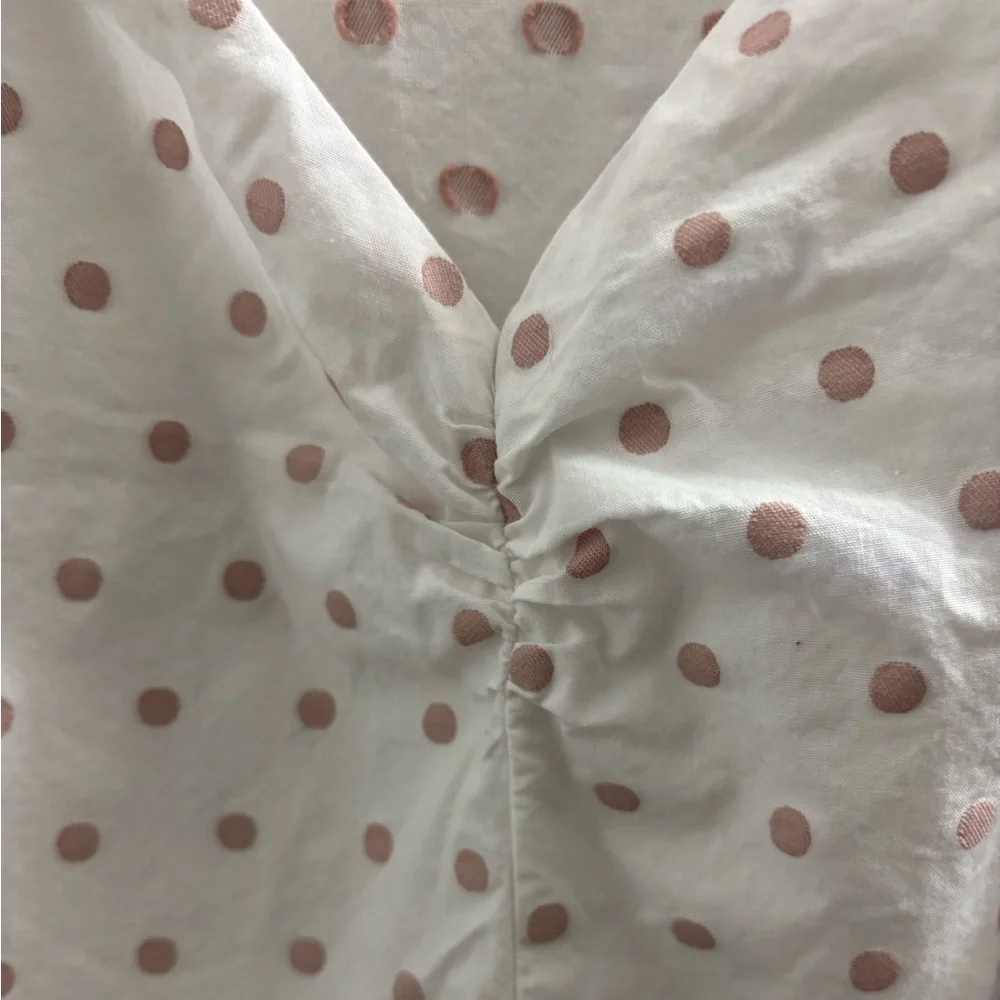 Kate Spade White with Pink dot Peplum  Blouse size 8